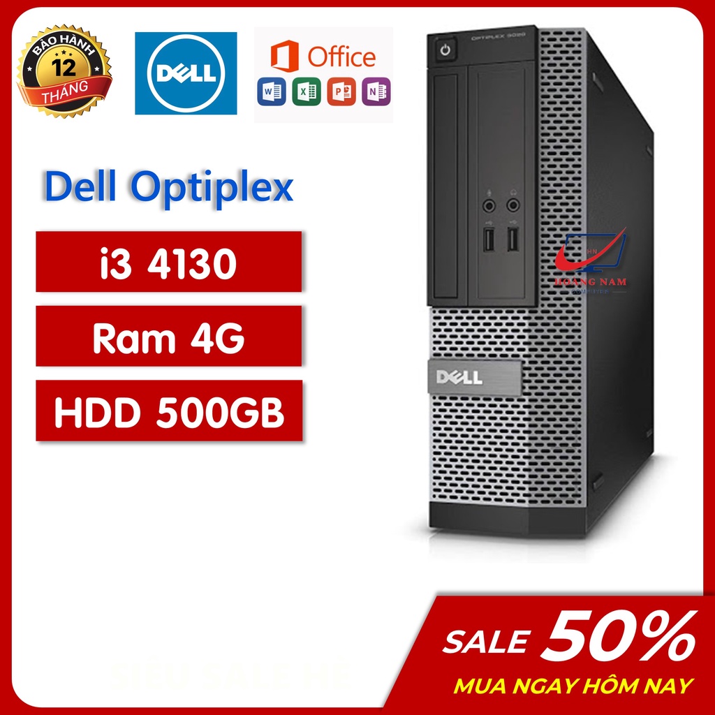 Cây Máy Tính Để Bàn ⚡️Freeship⚡️ Máy Bộ Văn Phòng Giá Rẻ - Dell Optiplex 3020 (I3 4130/Ram 4GB/ HDD 500GB) - BH 12 Tháng
