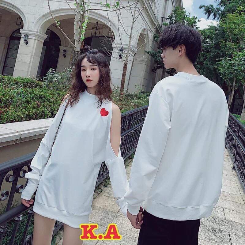 Áo đôi hở vai tim Nữ from áo dáng giấu quần to đẹp, phù hợp đi chơi, mặc ở nhà. bán 02 cái