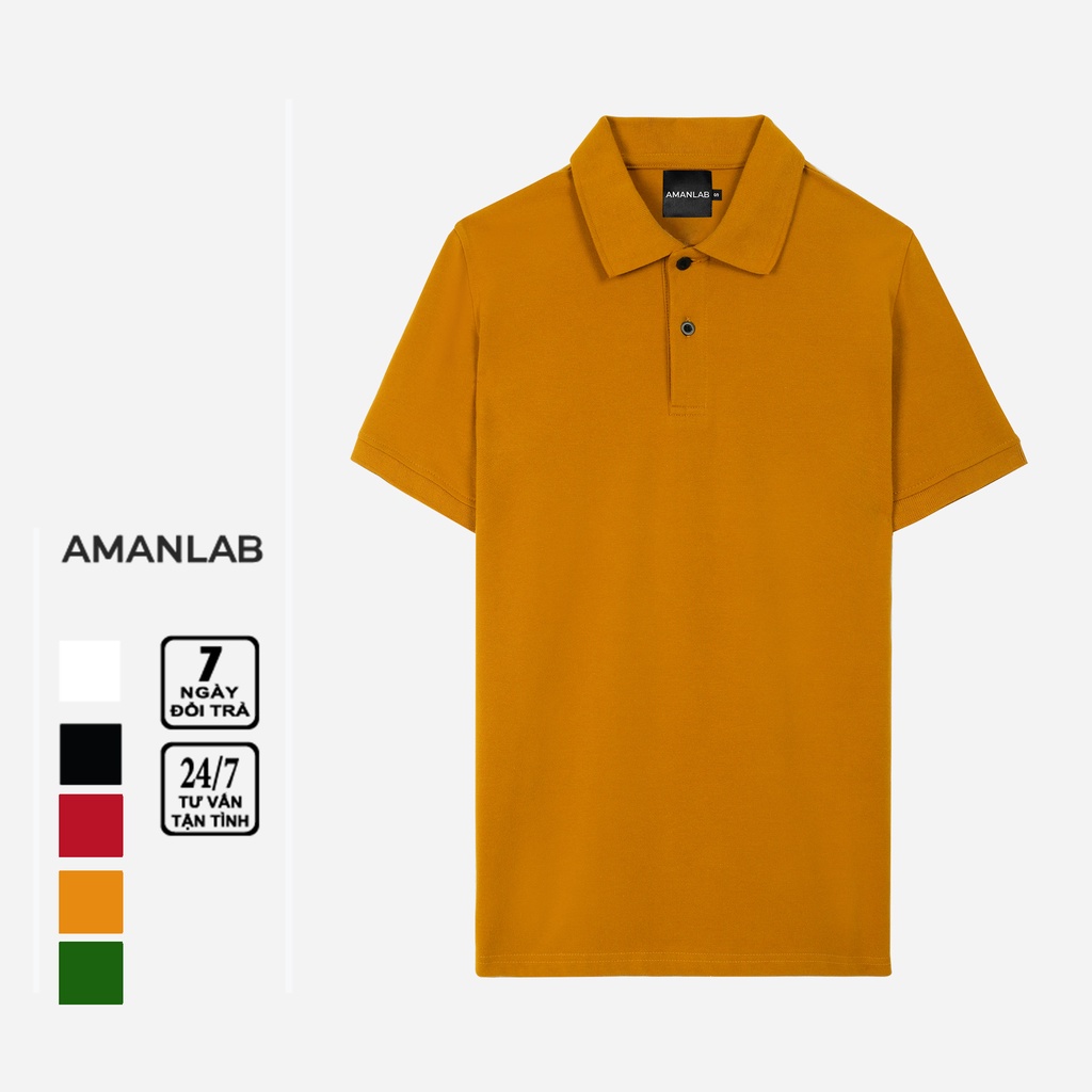 Áo thun polo nam ngắn tay, cổ bẻ, nhiều màu, vải cotton cá sấu, form regular Basic AMANLAB