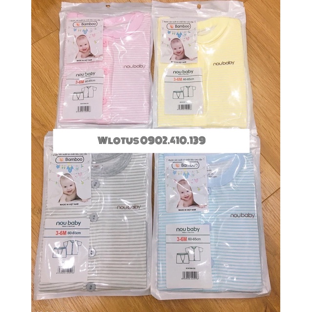 Bộ dài tay thun lạnh sợi tre sơ sinh đáp đũng Nous Baby đến 1 tuổi chinh hãng. chất vải siêu mềm mát