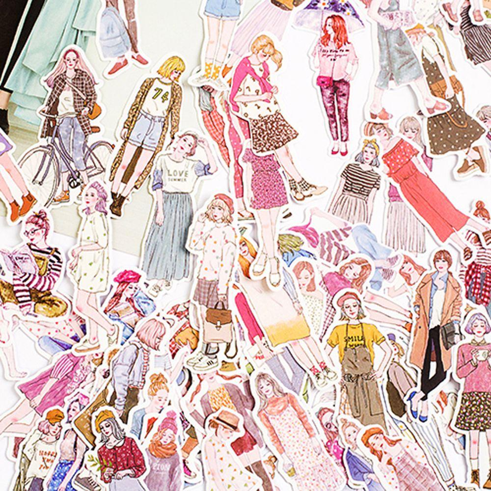 Set 100 Sticker Dán Trang Trí Sổ Tay DIY Hình Cô Gái Mori