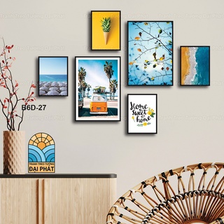 BỘ 6 TRANH TREO TƯỜNG TRÁNG GƯƠNG ĐÃ CÓ KHUNG TROPICAL NHIỆT ĐỚI HIỆN ĐẠI SIÊU RẺ