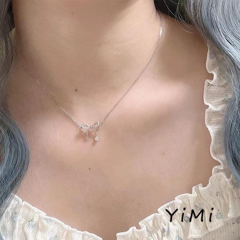 Vòng cổ Mặt Hình Nơ Đính Kim Cương Thời Trang Hàn Quốc Cho Nữ