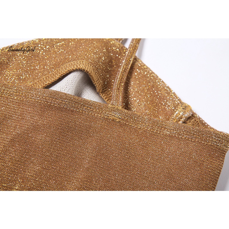 Áo Hai Dây Ôm Dáng Hở Lưng Phối Tua Rua Màu Trơn Lấp Lánh Thời Trang Cho Nữ