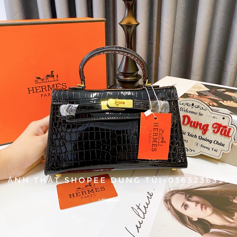 Túi xách nữ đeo chéo, túi H...m size 19, 22 dáng ngang da rắn sang chảnh