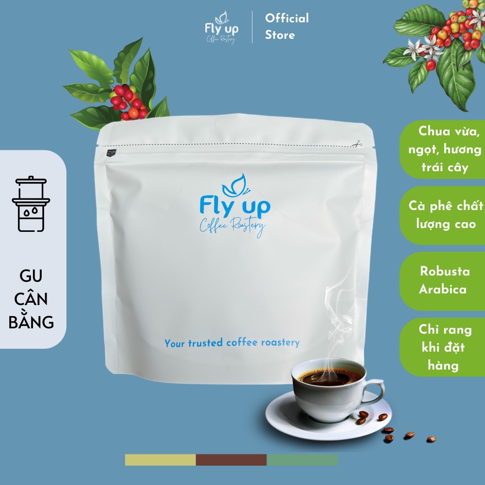 Cà phê phin gu cân bằng gói 200g, Cafe Blend nguyên chất Robusta - Arabica rang mộc từ Fly Up Coffee Roastery