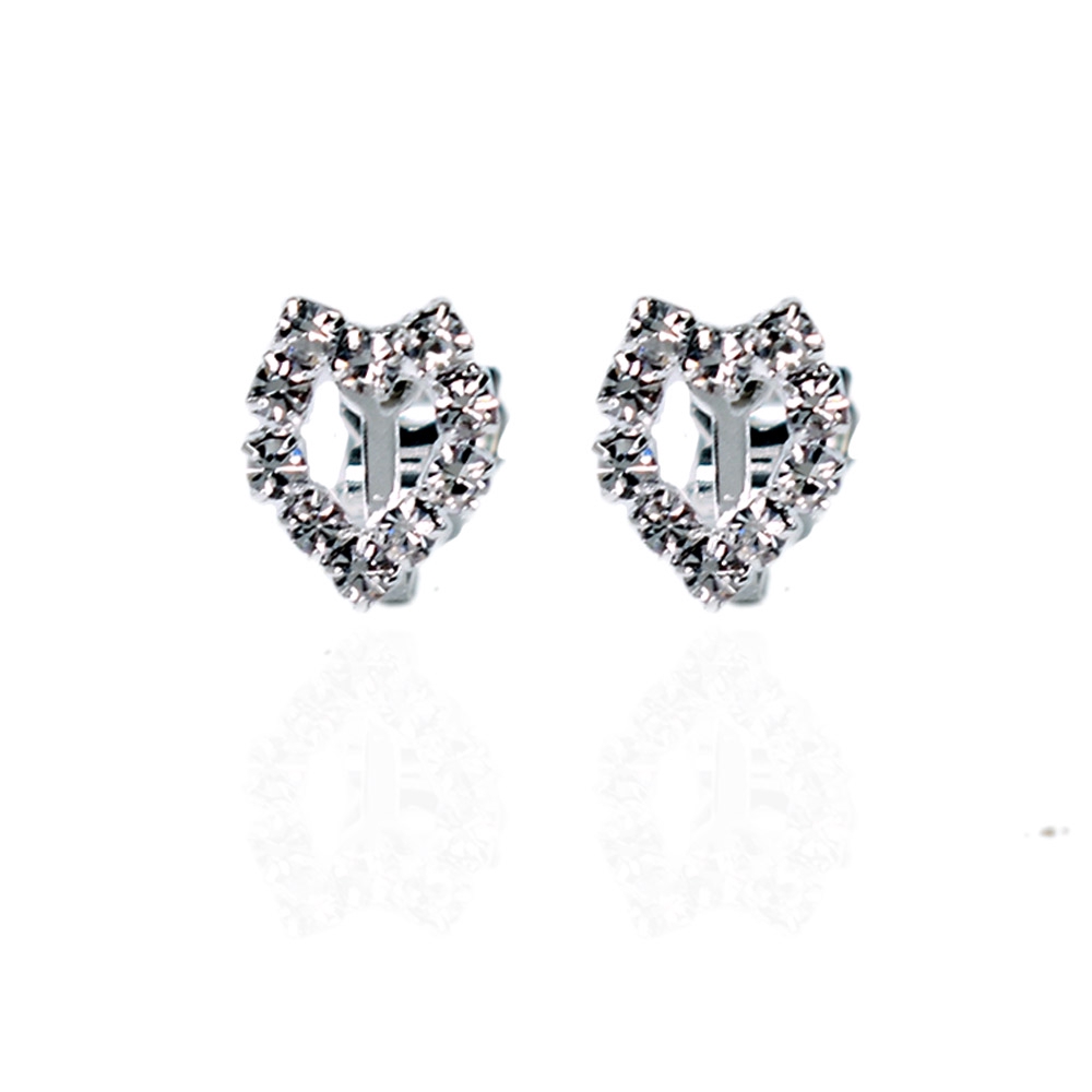 Bông tai hình trái tim pha lê không cần xỏ lỗ thời trang năm mới