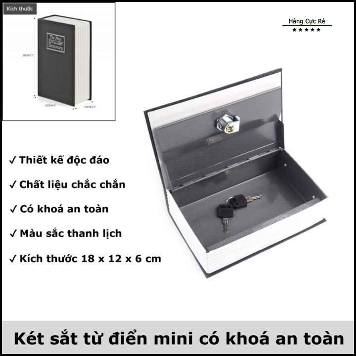 Két sắt mini hình quyển sách có khoá an toàn - HCR