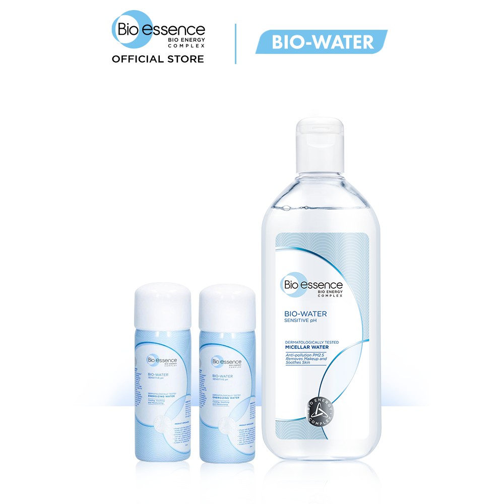 Bộ Nước tẩy trang ẩm mượt Bio-Essence (BioWaterMicellarWater400ml+2 Nước khoáng BioWater EnergizingWater 30ml/chai)