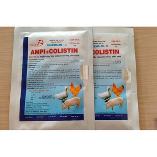 gà vịt bị phân trắng phân xanh, cảm sốt bỏ ăn. ampicoli 100gr