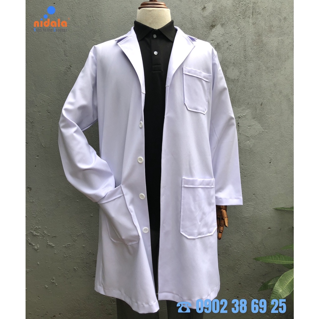 Áo blouse bác sĩ bigsize, size đại Nam Nữ dáng dài Nidala đường may đẹp, sắc xảo