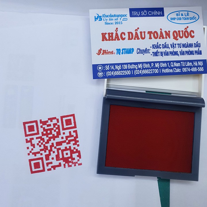 [NHIỀU KÍCH THƯỚC] Con dấu gỗ chấm mực dập lên bao bì quét mã QR (đặt theo yêu cầu)