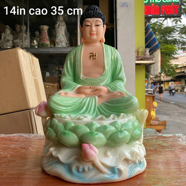 Tượng di lặc đá 14in cao 35 cm cao cấp