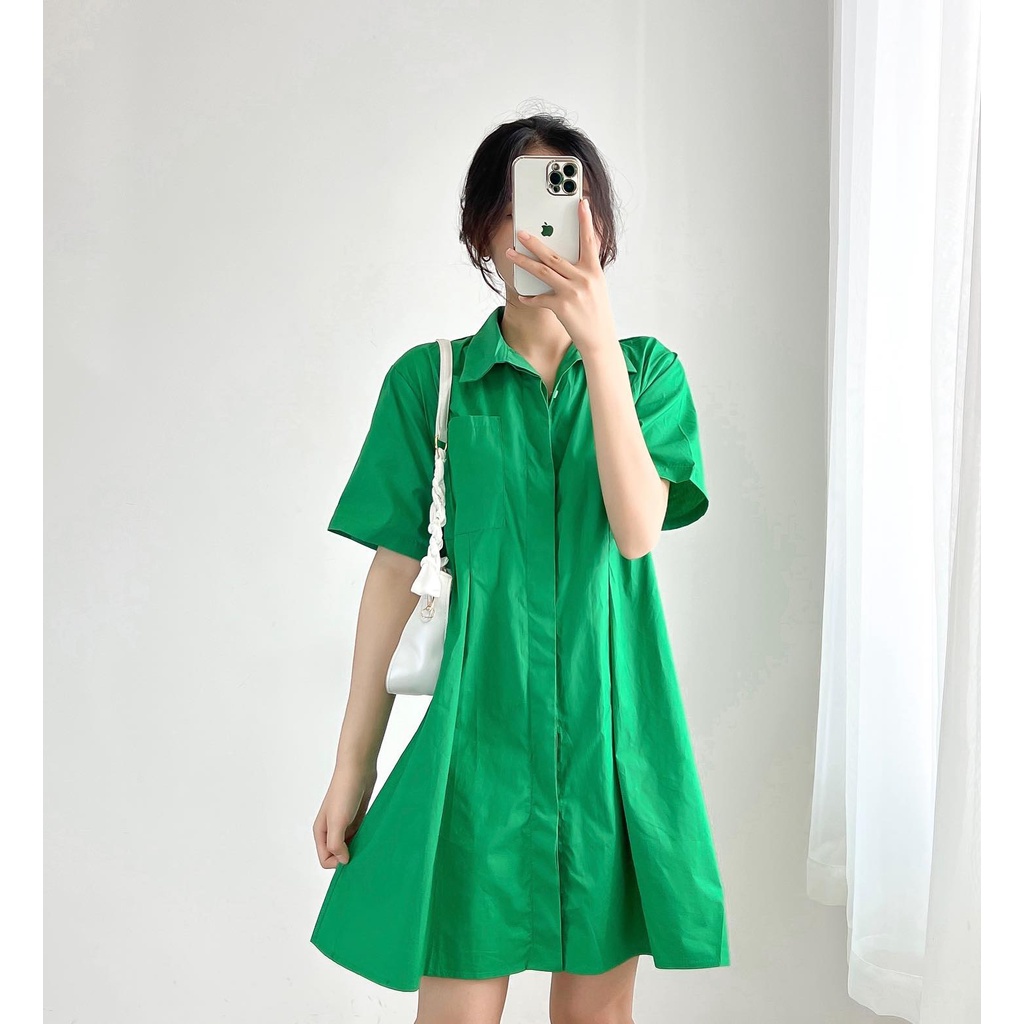 Đầm sơ mi xòe new chất dày dặn thời trang nữ miho house