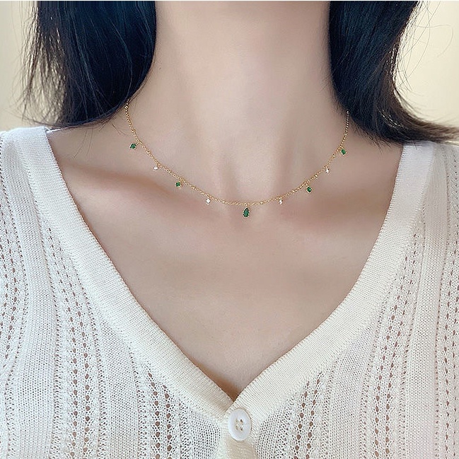 Vòng cổ Hợp Kim Mặt Đá Xanh Thời Trang Cho Nữ