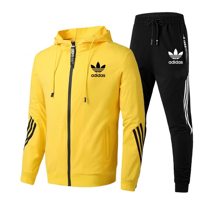 Set áo khoác Hoodie in logo Adidas + quần dài phong cách thể thao năng động cho nam