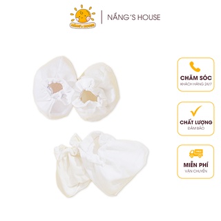 Set bao tay, bao chân bé trai bé gái trắng trơn, chất cotton mềm mại thoáng mát - Nắng House