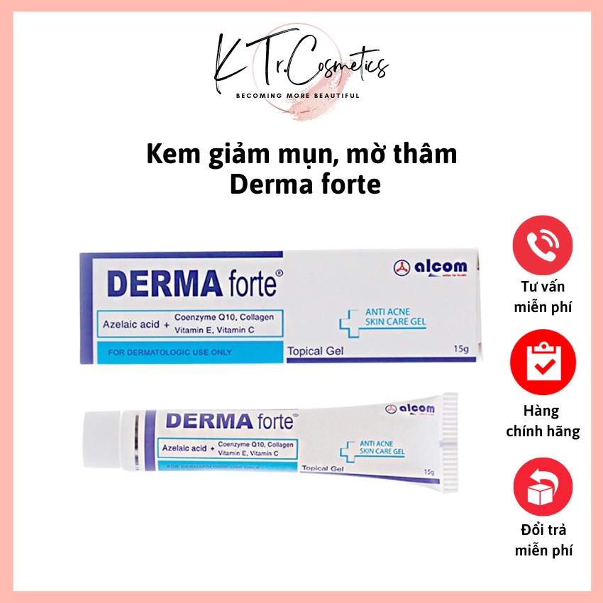 Derma Forte Gel 15g - Gel Giảm Mụn Thâm, Mụn Trứng Cá, Mụn Ẩn, Mụn Đầu Đen, Ngừa Thâm