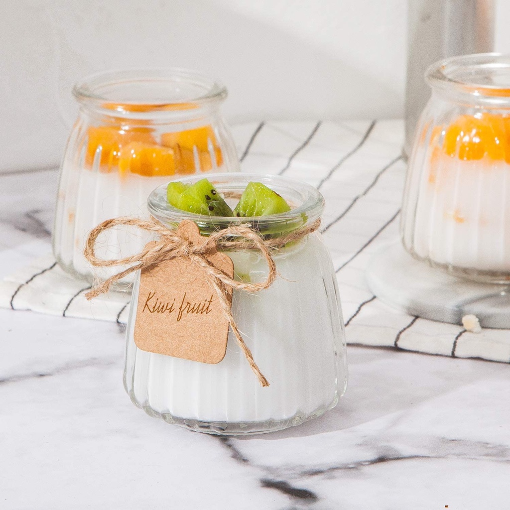 Bộ 12 Hũ thủy tinh làm sữa chua - yaourt thân sọc 100ml nắp nhựa