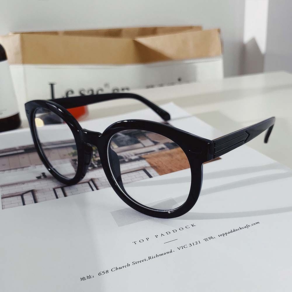 Kính Đọc Sách Gọng Tròn Lớn Trong Suốt Chống Ánh Sáng Xanh Phong Cách Hàn Quốc Cổ Điển Cho Nữ