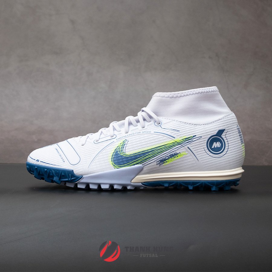 GIÀY ĐÁ BÓNG CHÍNH HÃNG NIKE MERCURIAL SUPERFLY 8 ACADEMY TF - DJ2878-054 - TRẮNG/XANH