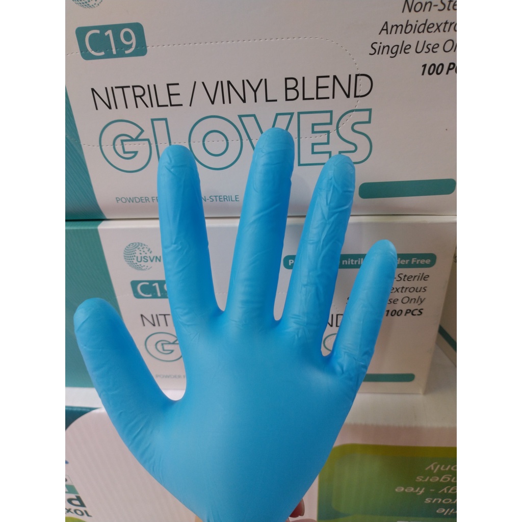 Combo 2 hộp Găng tay cao su Nitrile không bột hộp 100 cái màu xanh blue HÀNG CÔNG TY SẢN XUẤT