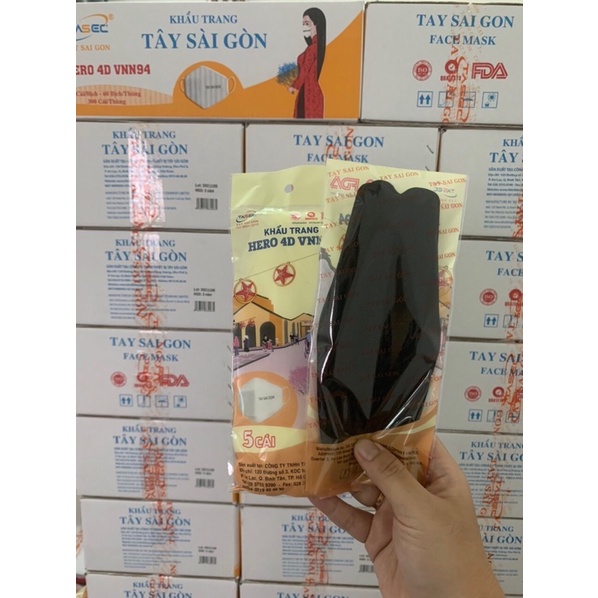 05 khẩu trang Kháng Khuẩn 4 Lớp HERO 4D VNN94 Cao Cấp Tây Sài Gòn.
