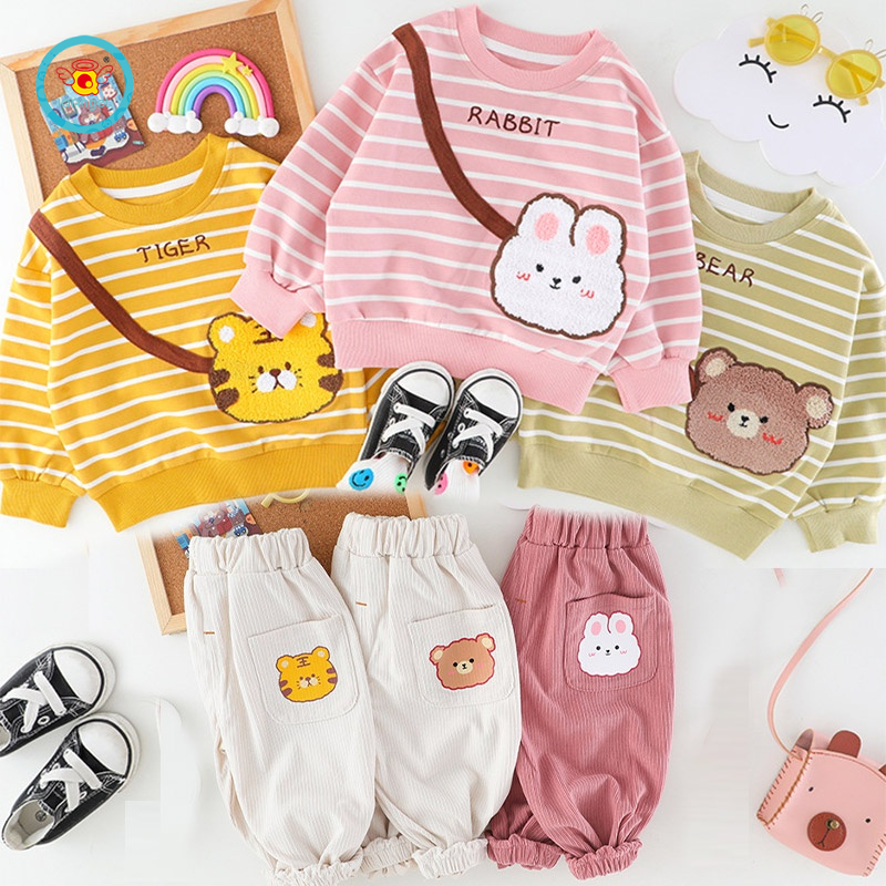 Set đồ IQ Angel gồm áo sweater và quần dài phong cách xuân thu thời trang dễ thương cho bé