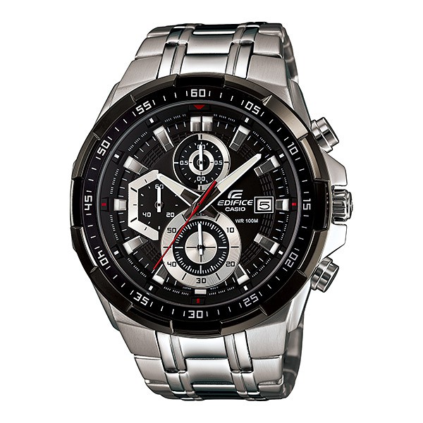 Đồng Hồ Nam Casio EFR 539D - 1AVUDF - Quartz - Dây Kim Loại ( Dây Bạc, Mặt Đen )