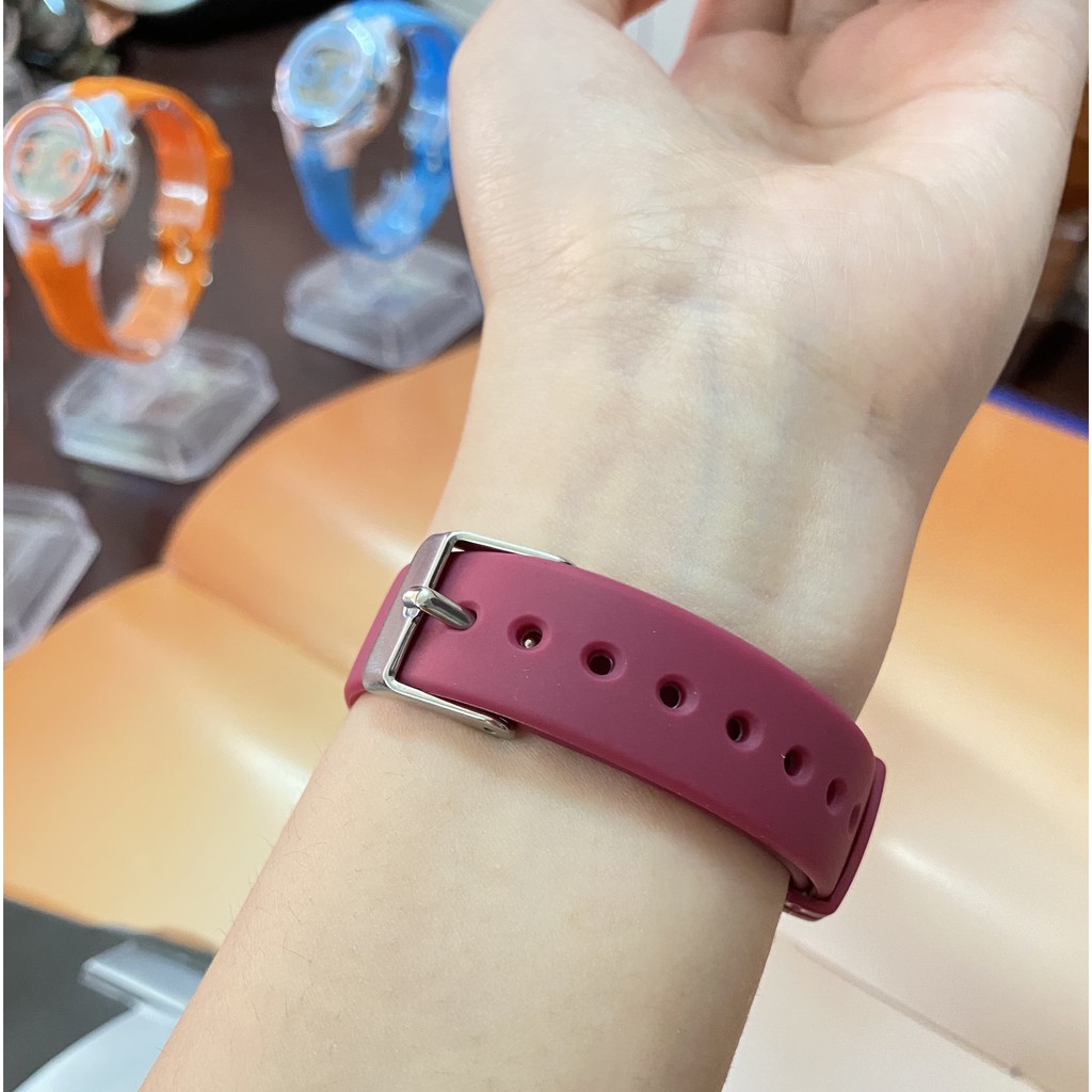 Đồng hồ điện tử cao cấp xinh xắn POPART mặt tròn, dây màu dành cho nam nữ, chống nước độ sâu đến 50m | BigBuy360 - bigbuy360.vn