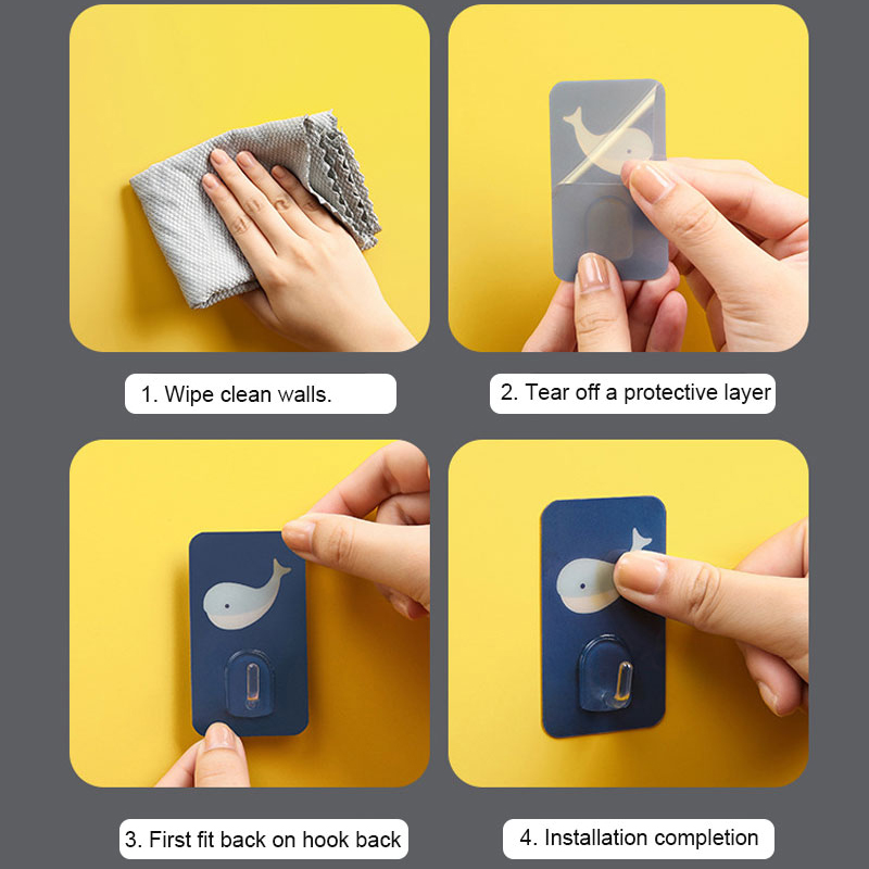 Móc treo đồ dán tường không cần đục hình thú vật hoạt hình dễ thương đa năng sáng tạo