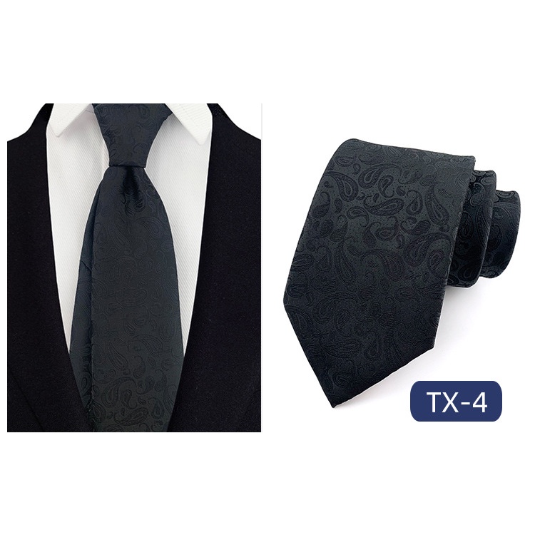 Cà vạt 8cm vải Jacquard dệt họa tiết hoa chấm bi Paisley thời trang công sở dự tiệc cho nam