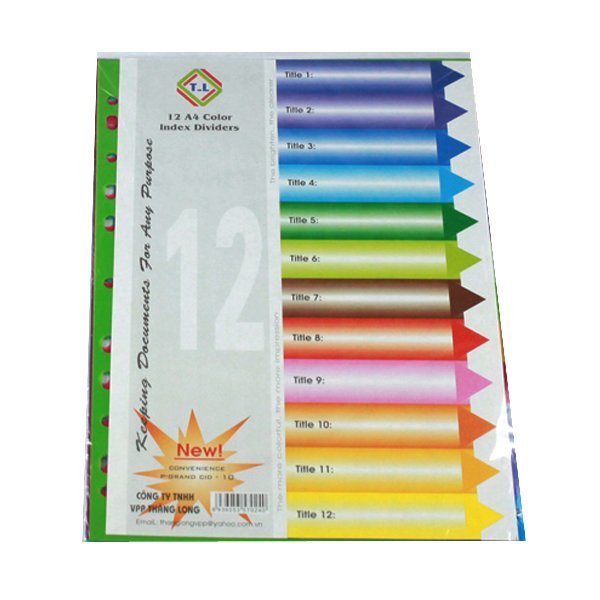 Bìa phân trang nhựa 12 số