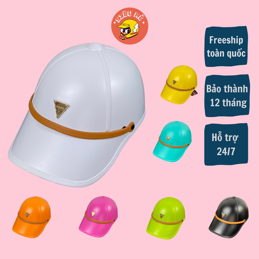 Mũ bảo hiểm lưỡi trai có khoét lỗ cột tóc chính hãng , Nón bảo hiểm thời trang cao cấp Trí Liễu
