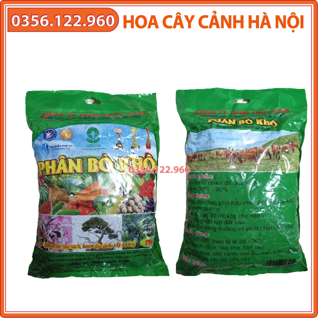 Phân bò khô chuyên dùng cho rau sạch, hoa cây cảnh - Gói 2kg - Shop hoa cây cảnh Hà Nội