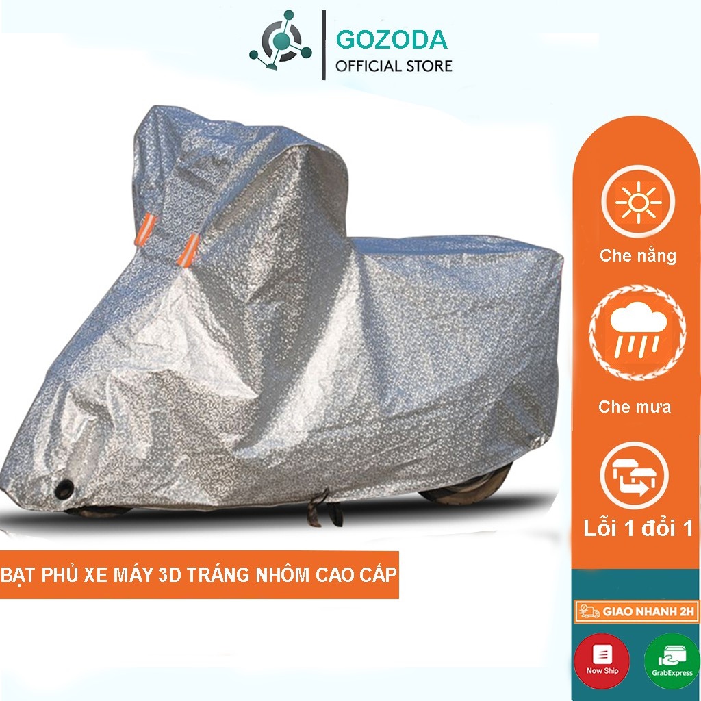 Áo Trùm Xe Bạt Phủ Xe Máy 3D Tráng Nhôm Che Mưa Nắng Cách Nhiệt Chống Tia UV Tránh Phai Màu Xe vừa SH
