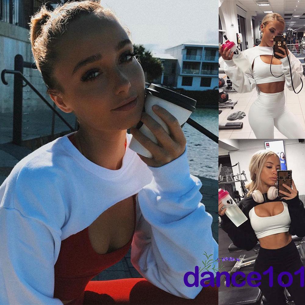 Áo Croptop Tay Dài Thiết Kế Dáng Rộng Thoải Mái