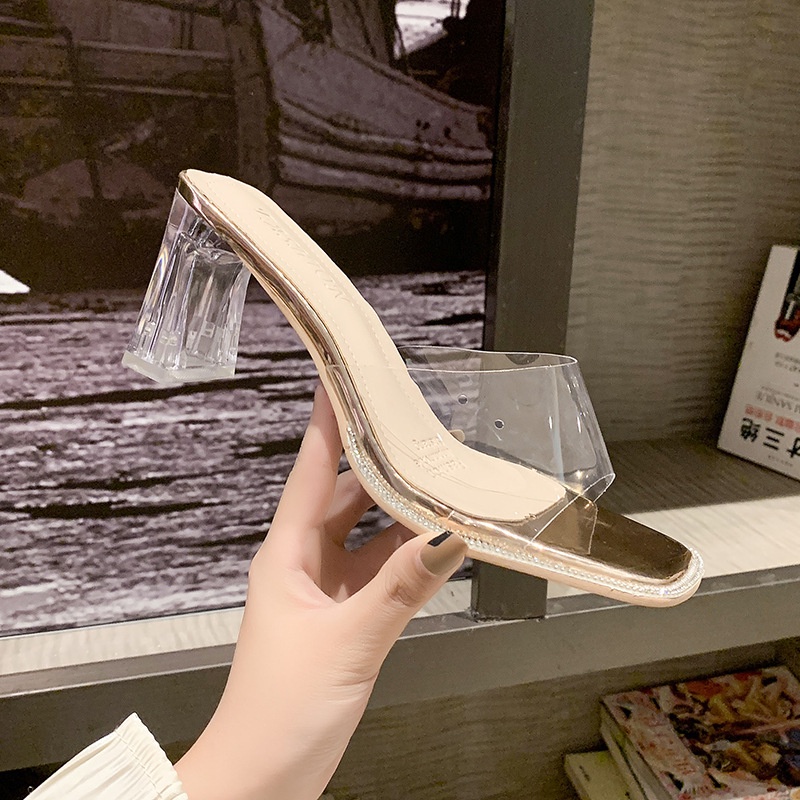 Dép Sandal Cao Gót Trong Suốt Thời Trang Mùa Hè 2023 Sành Điệu