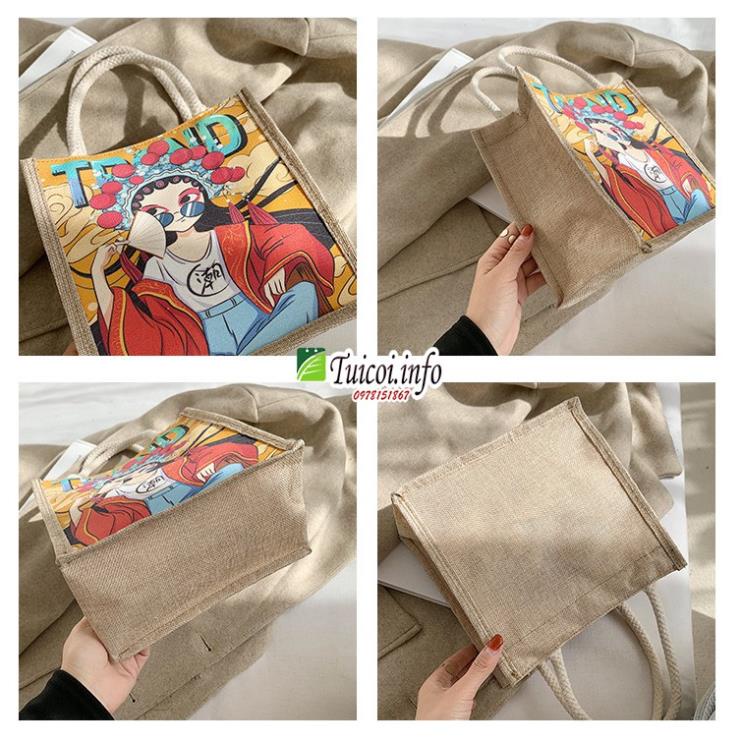 Túi cói mini hàng đẹp đi du lịch , túi tote xách mini đi biển nữ đẹp thời trang dễ thương cute cá tính phong cách PK Tku