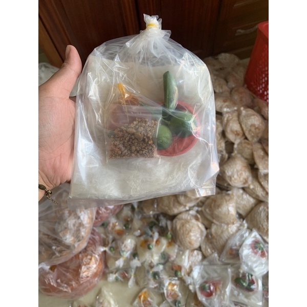 set 50 túi bánh tráng chấm muối tôm siêu cay kèm ớt rim