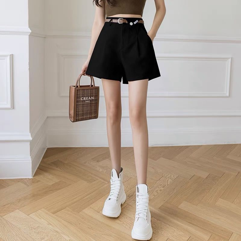 Quần short kaki nữ,Tặng kèm đai da, ống rộng cạp cao tôn dáng phong cách hàn quốc trẻ trung dễ phối đồ