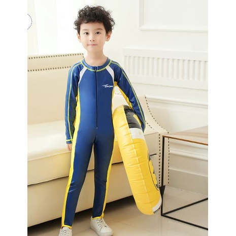 Đồ bơi liền thân tay dài quần dài chống nắng màu  hồng xanh thể thao bé trai và gái size đại