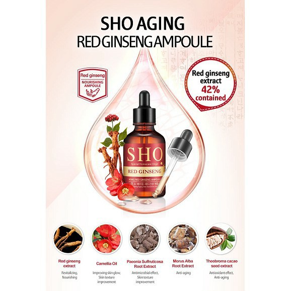 [Chính hãng] Mặt nạ tinh chất hồng sâm chống lão hóa SHO RED GINSENG AGING RED GINSENG MASK hộp 7mx2