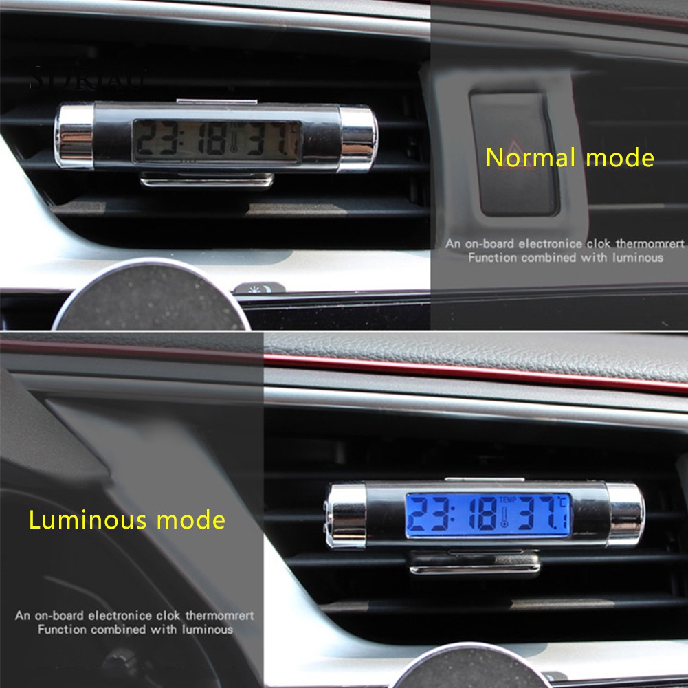 Đồng hồ điện tử 2 trong 1 tích hợp đèn led cho xe hơi