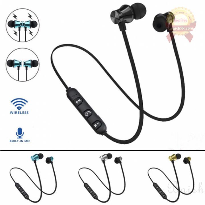 Tai nghe không dây in-ear nhét tai kèm mic Bluetooth 4.2 thể thao có nam châm Xt11 cho iphone android - Tặng 4 núm