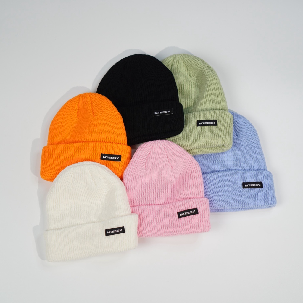 [Mã FAMARAL1 giảm 10K đơn 50K]Mũ len dệt kim beanie Thêu MTEESX Hàn Quốc thời trang unisex thu đông giữ ấm cho nam nữ0