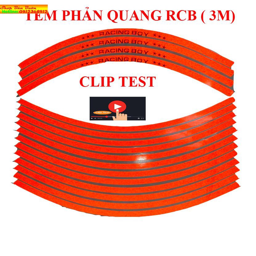 TEM PHẢN QUANG RCB (3M) DÁN MÂM XE MÁY –OTO ( GIÁ 1 BỘ)