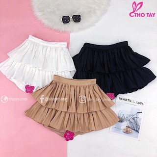 chân váy 2 tầng dập ly xoè