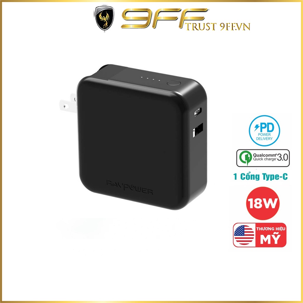 Pin Sạc Dự Phòng RAVPower 5000mAh RP-PB101 Tích Hợp USB Type-C In/Out - Bảo Hành 12 Tháng