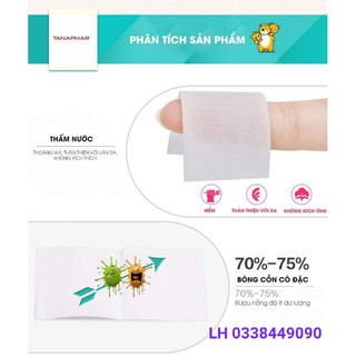 Bông tẩm cồn Tanaphar KT 3X3cm